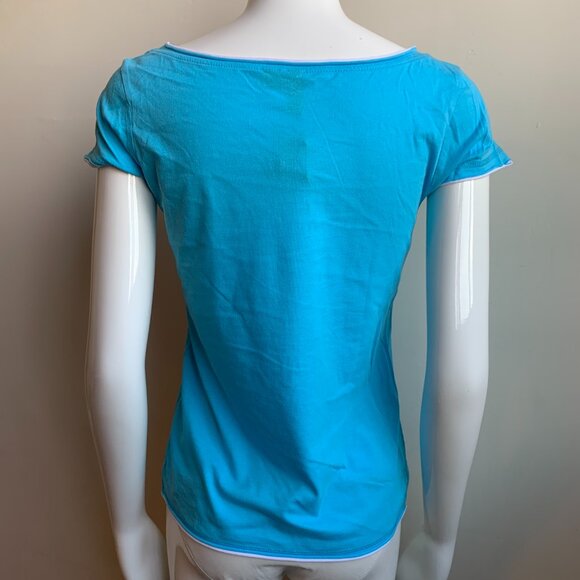 Billabong surf t-shirt blue zebra logo boat neck - Picture 4 of 5